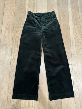Anthropologie Maeve Colette Wide Leg Pants Womens 23 Green Corduroy Patch Pocket